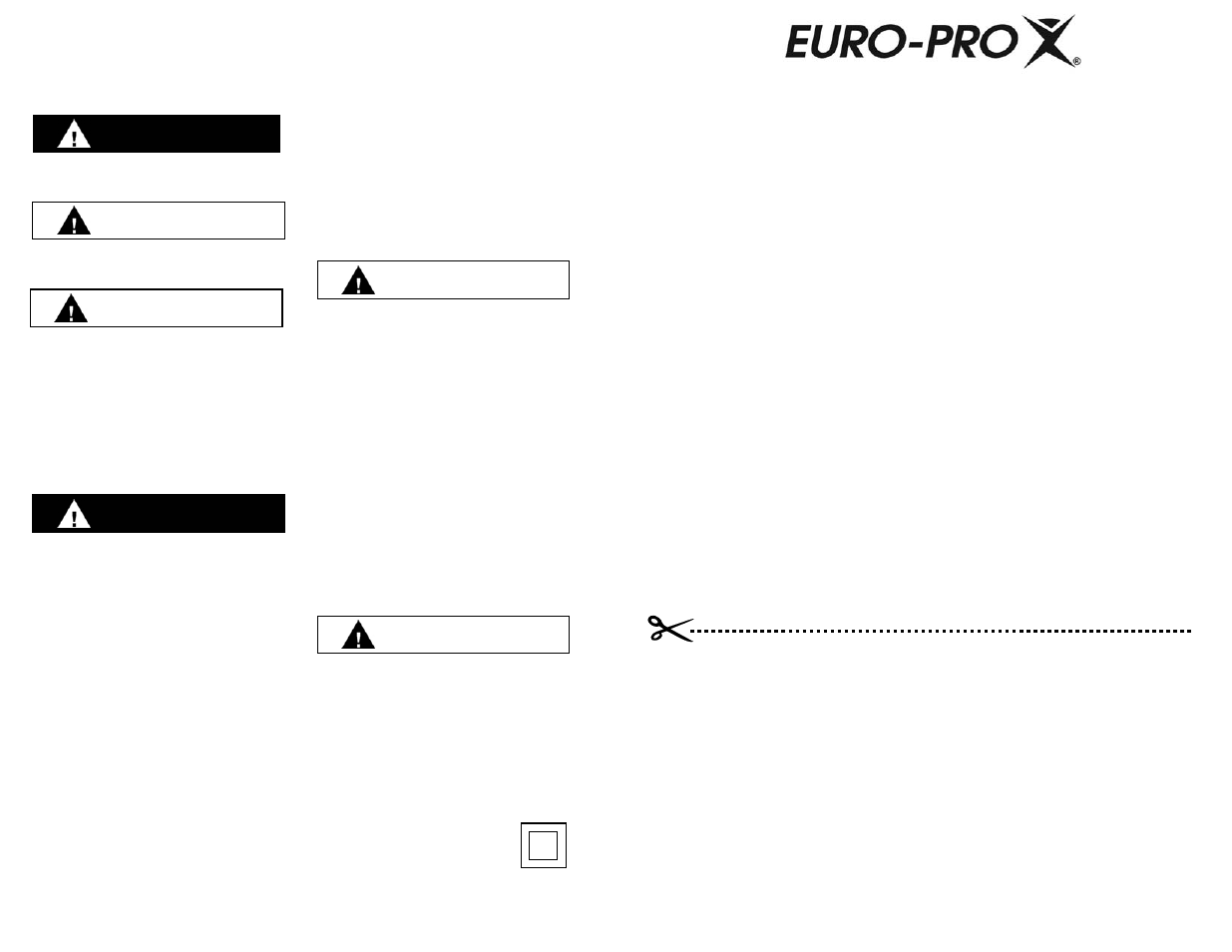 Safety & warning instructions, Product registration card, One (1) year limited warranty | Euro-Pro VPW49HA User Manual | Page 2 / 6