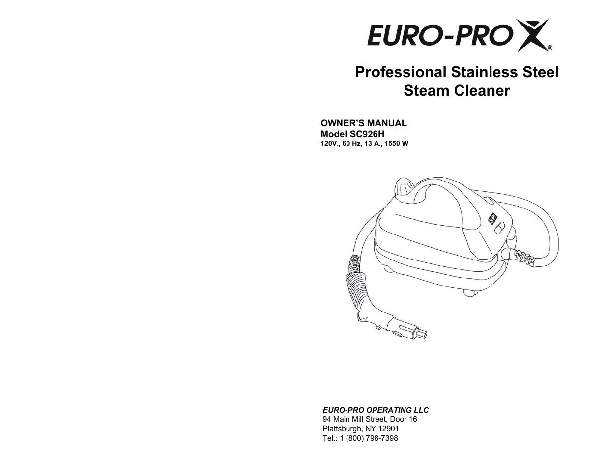 Euro-Pro SC926H User Manual | 8 pages