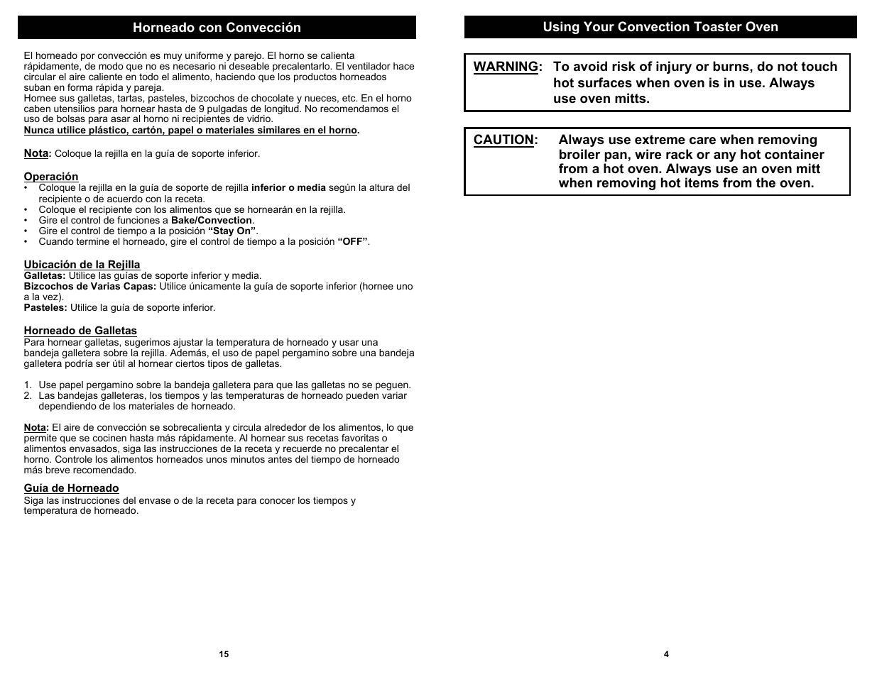 Euro-Pro CONVECTION TOASTER OVEN User Manual | Page 5 / 10