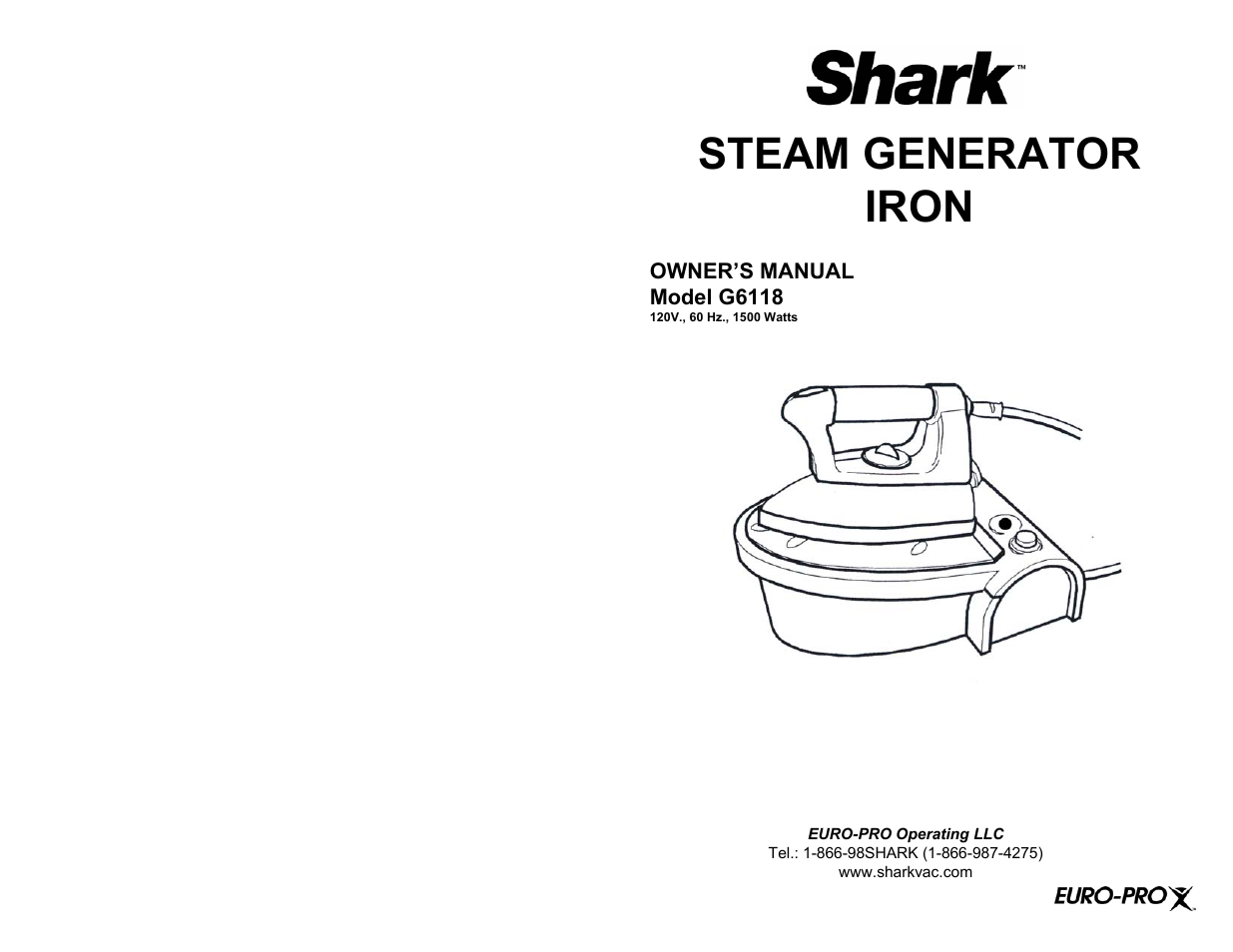 Euro-Pro STEAM GENERATOR IRON G6118 User Manual | 6 pages