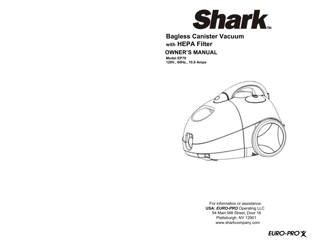 Euro-Pro SHARK EP79 User Manual | 6 pages