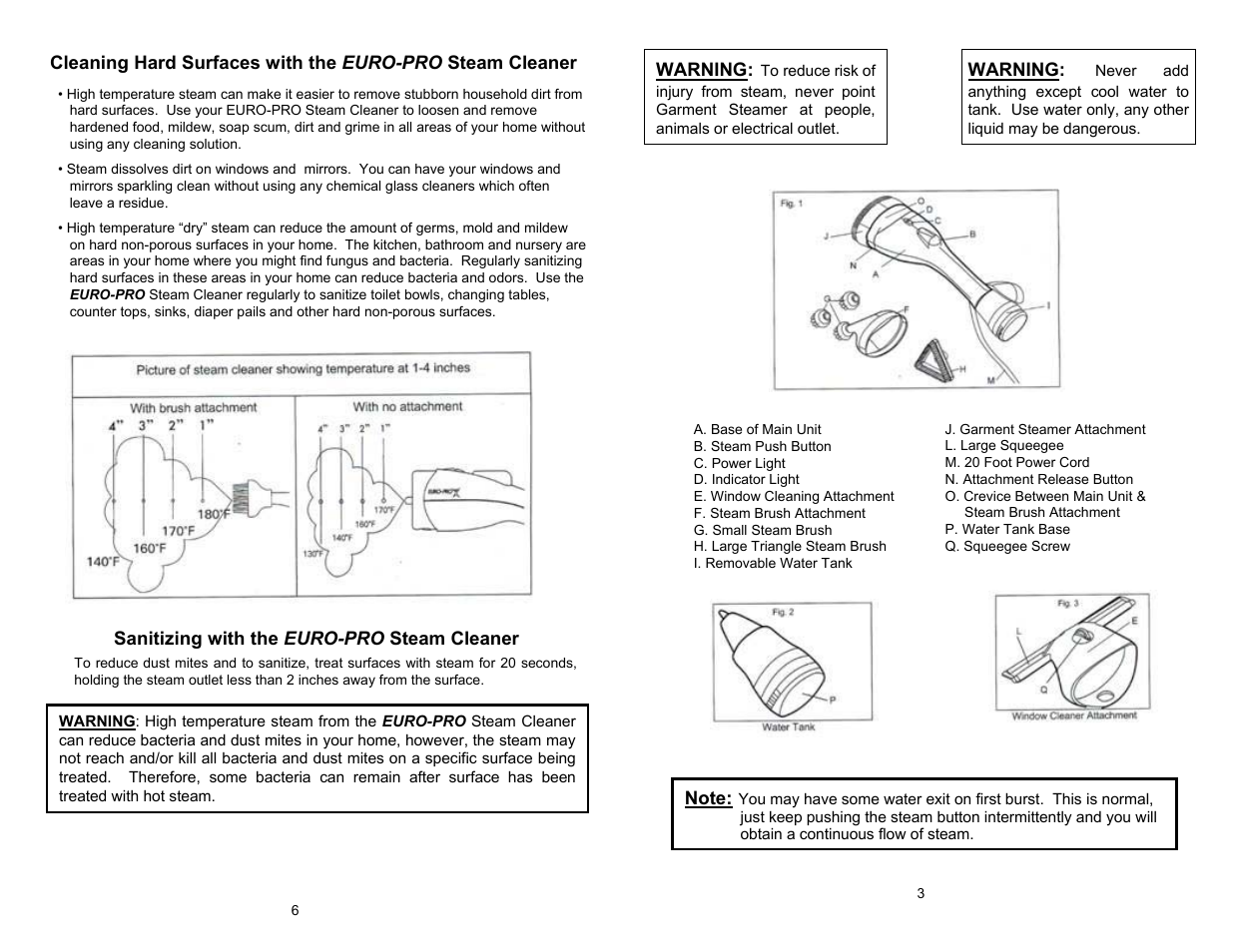 Euro-Pro STEAMER STEAM CLEANER EP63CH User Manual | Page 4 / 5