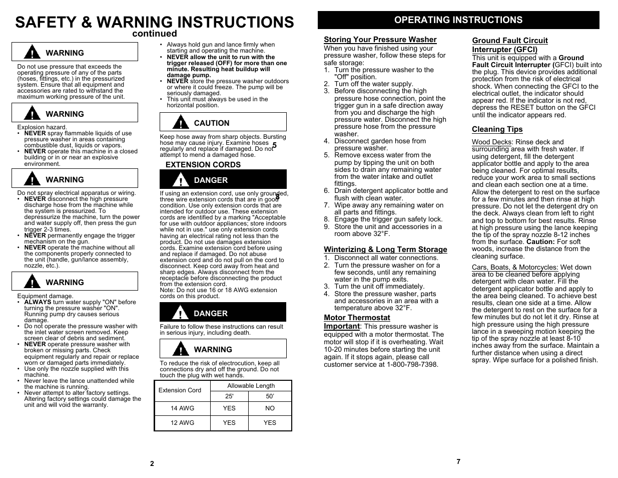 Safety & warning instructions, Continued operating instructions | Euro-Pro VPW38H User Manual | Page 4 / 6