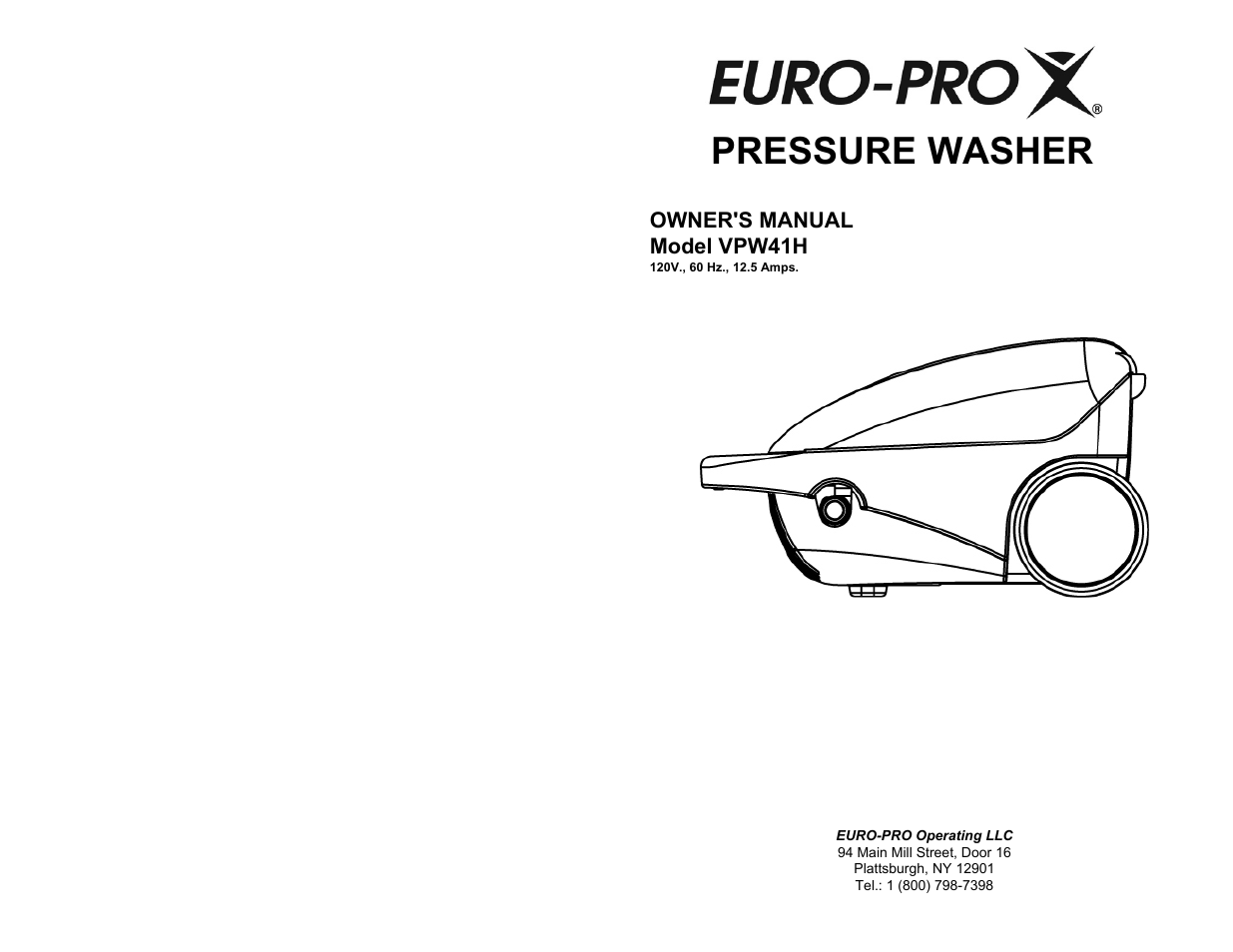 Euro-Pro EUROPRO VPW41H User Manual | 6 pages