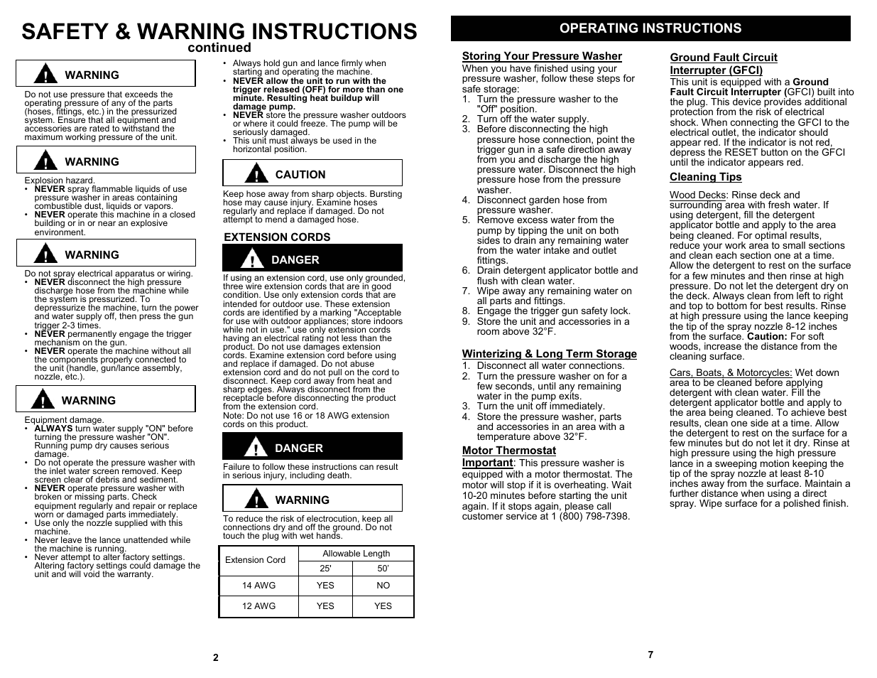 Safety & warning instructions, Continued operating instructions | Euro-Pro EUROPRO VPW41H User Manual | Page 4 / 6