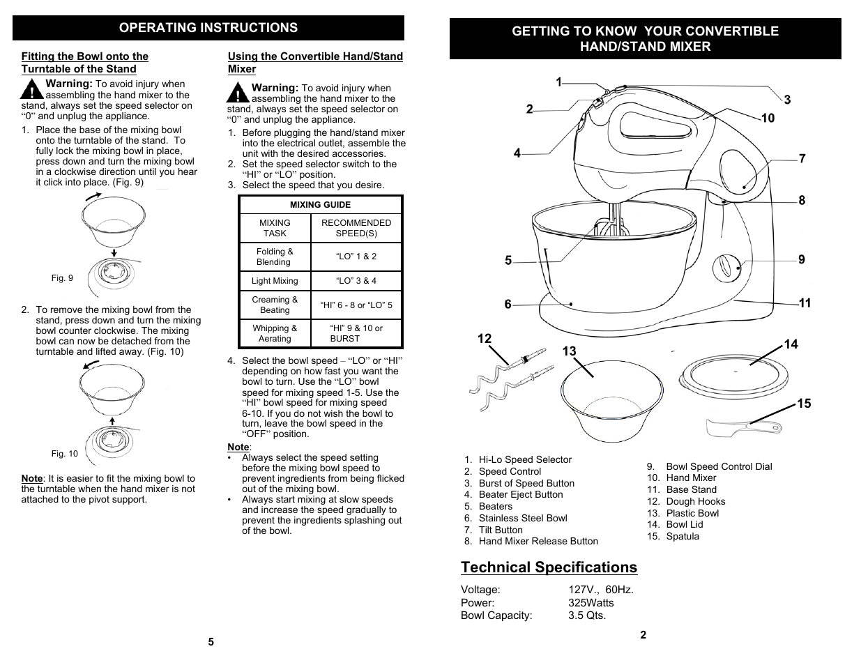 Technical specifications | Euro-Pro EP585WR User Manual | Page 3 / 4