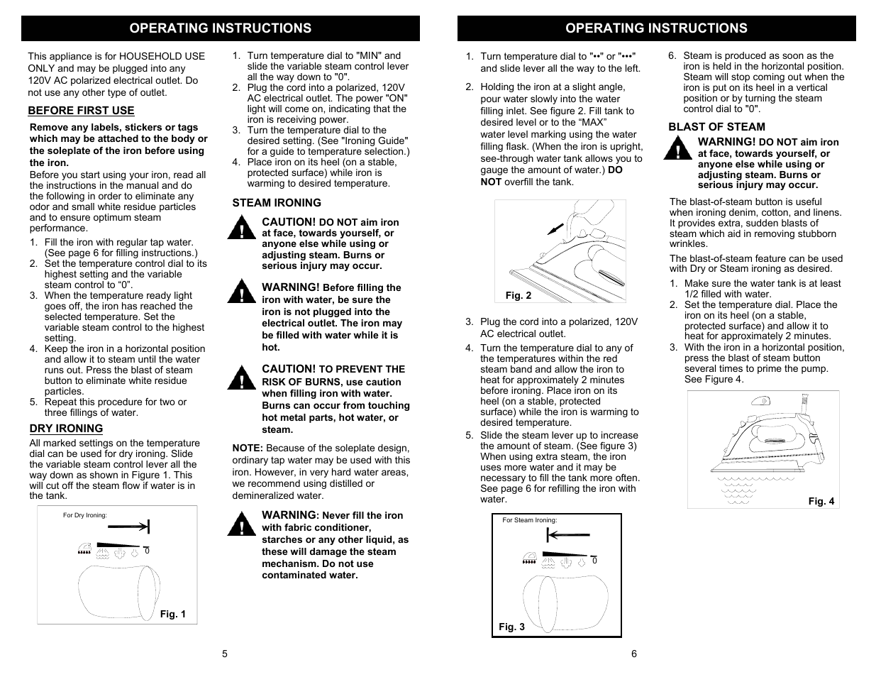 Operating instructions | Euro-Pro GI488H User Manual | Page 6 / 6