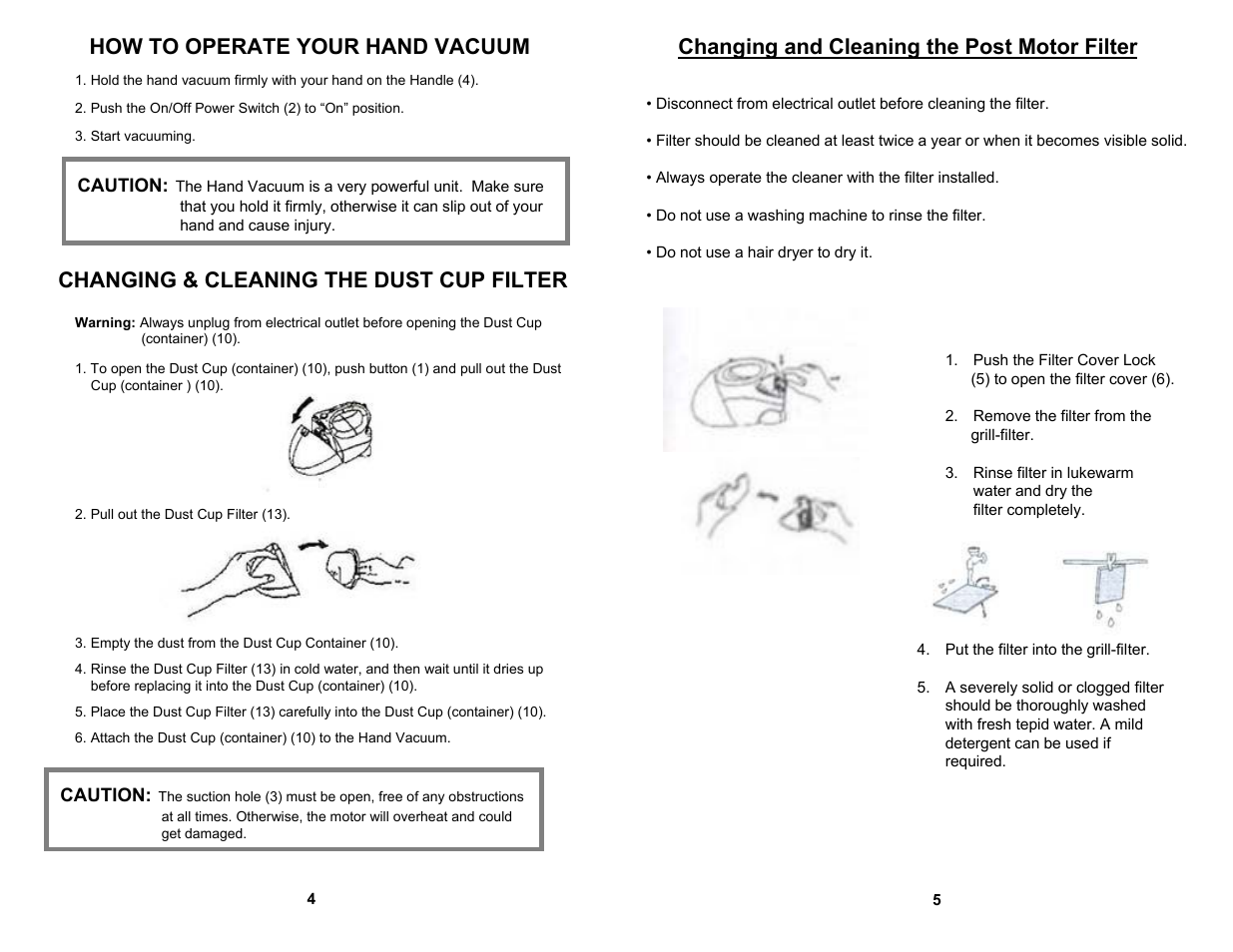 Changing & cleaning the dust cup filter | Euro-Pro EP133S User Manual | Page 6 / 6