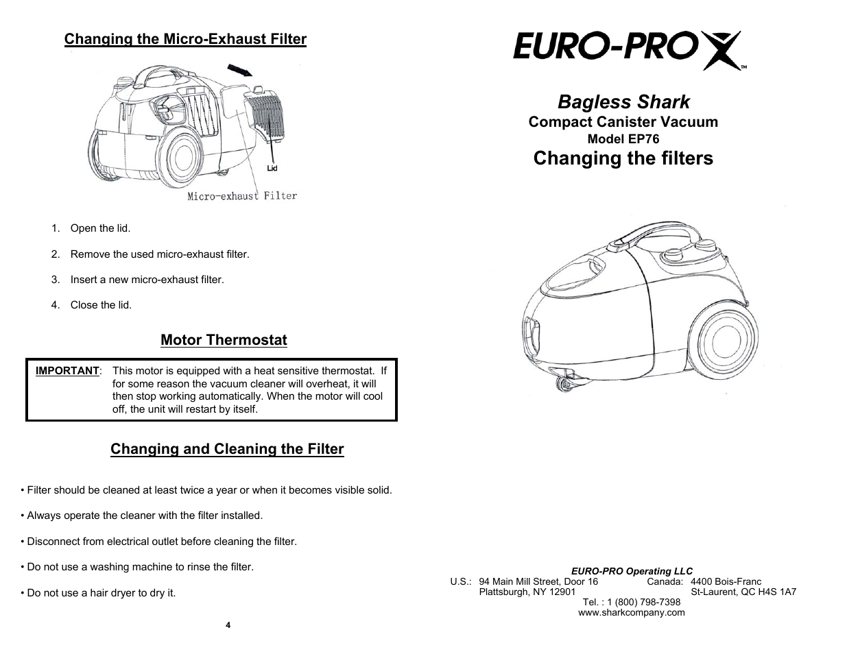 Euro-Pro EP76 User Manual | 2 pages