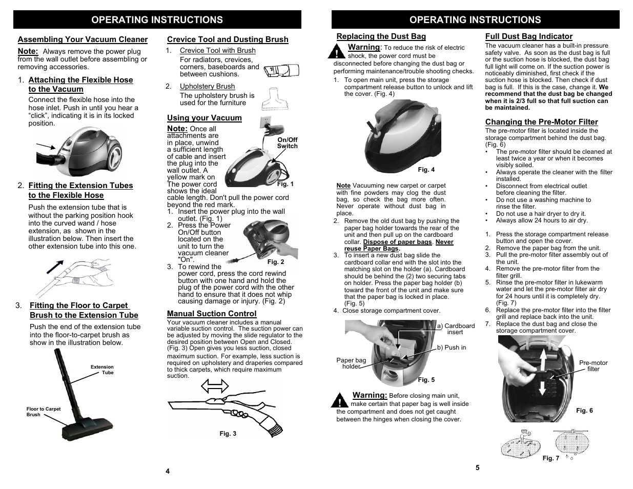 Operating instructions | Euro-Pro EP709 User Manual | Page 6 / 6