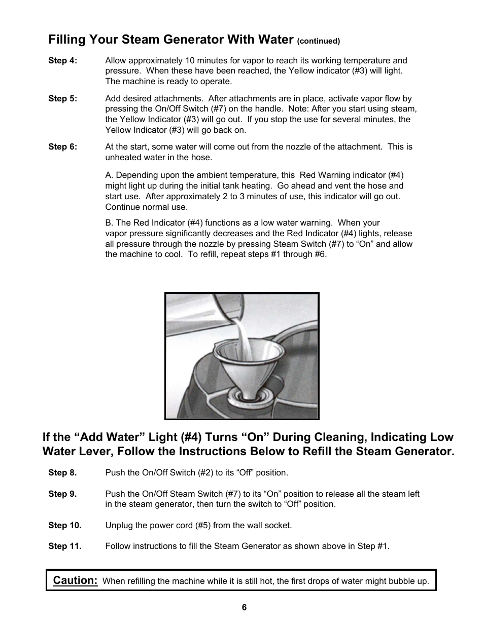 Filling your steam generator with water | Euro-Pro HYDRA STEAMER SC412 User Manual | Page 7 / 15