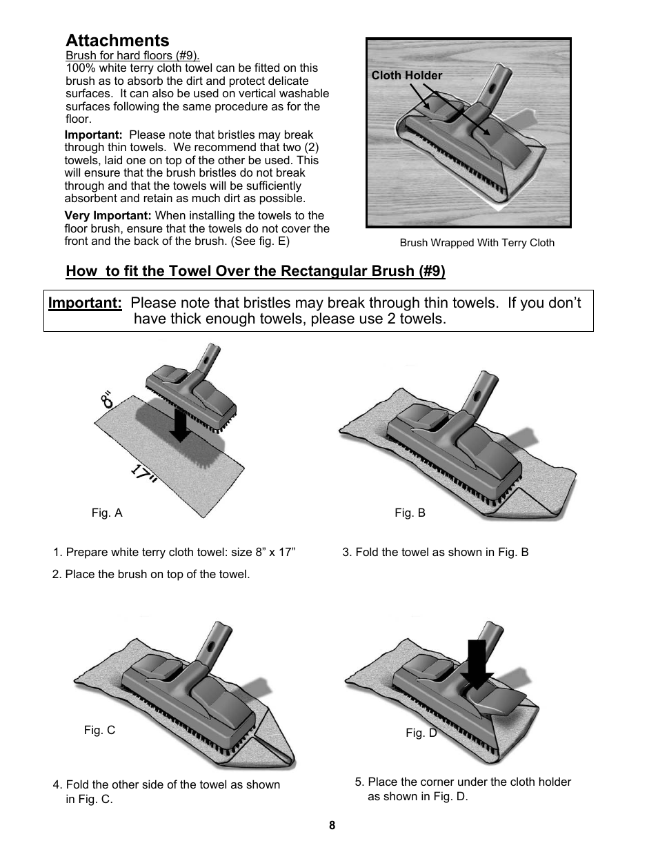 Attachments | Euro-Pro HYDRA STEAMER SC412 User Manual | Page 9 / 15