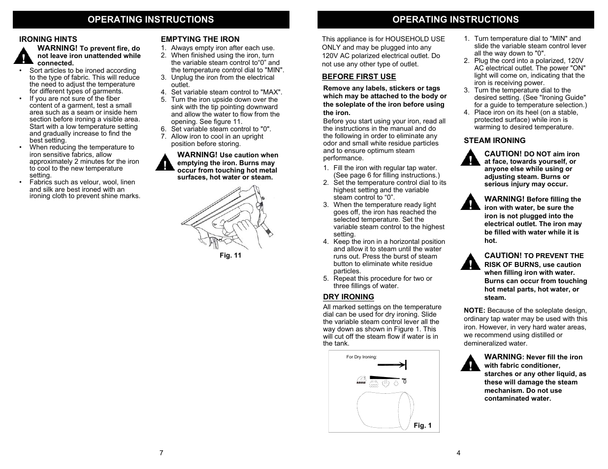 Operating instructions | Euro-Pro SHARK GI475 User Manual | Page 5 / 6