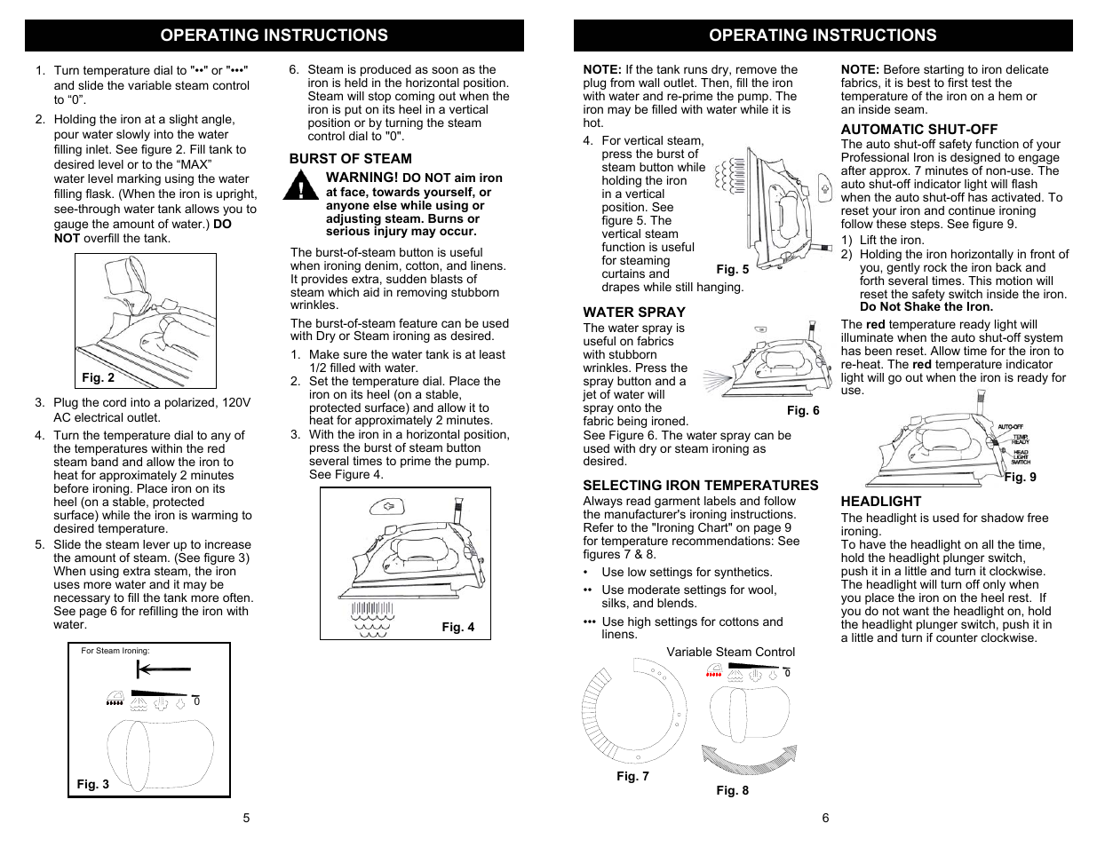 Operating instructions | Euro-Pro SHARK GI475 User Manual | Page 6 / 6