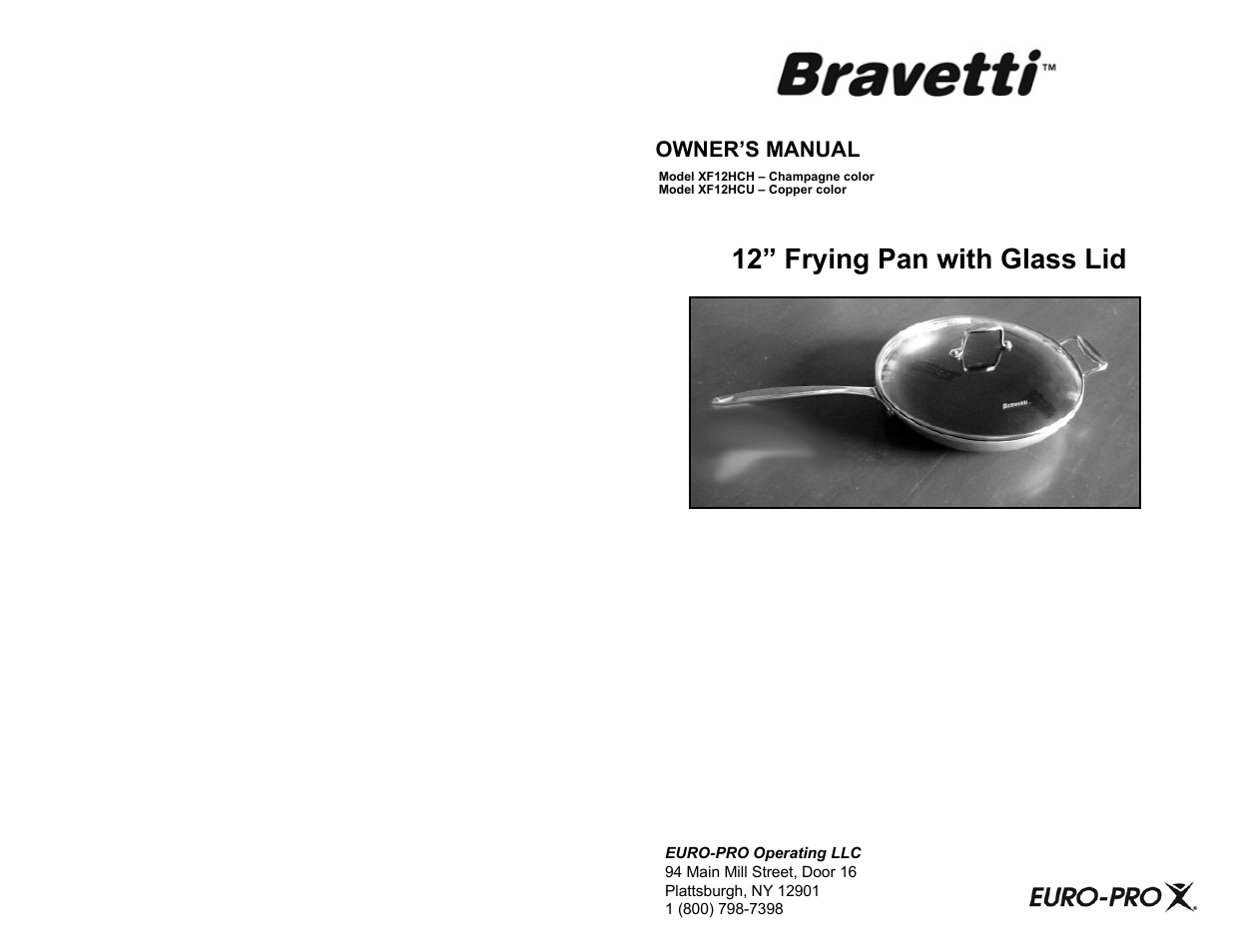 Euro-Pro BRAVETTI XF12HCH User Manual | 2 pages