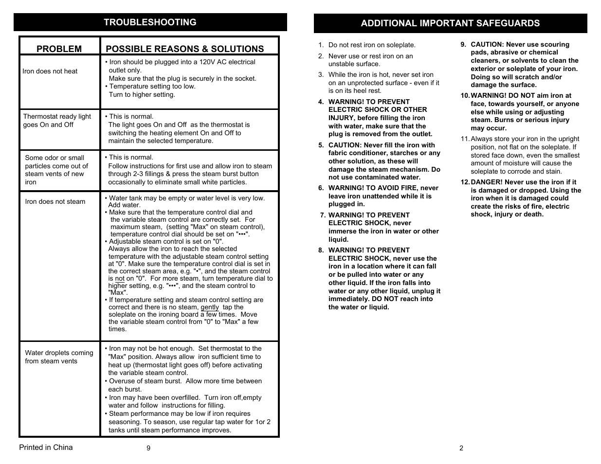 Euro-Pro GI485XH User Manual | Page 3 / 6