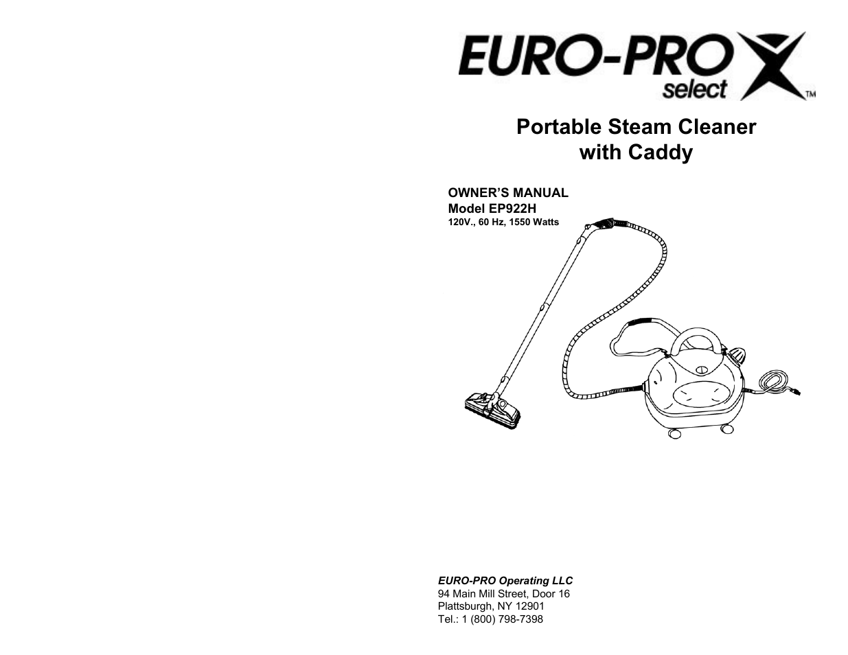 Euro-Pro SELECT EP922H User Manual | 8 pages