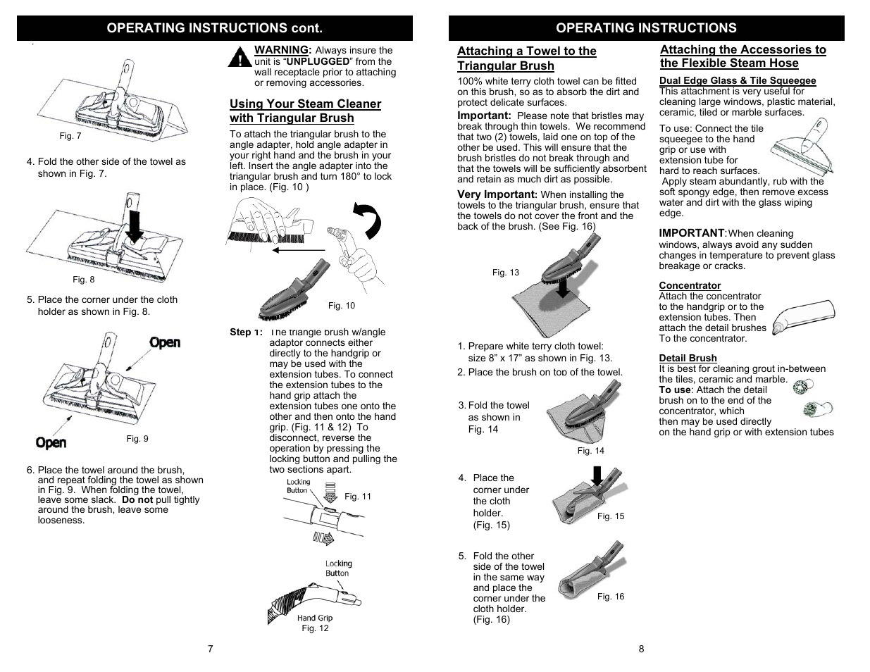 Operating instructions operating instructions cont | Euro-Pro SELECT EP922H User Manual | Page 8 / 8
