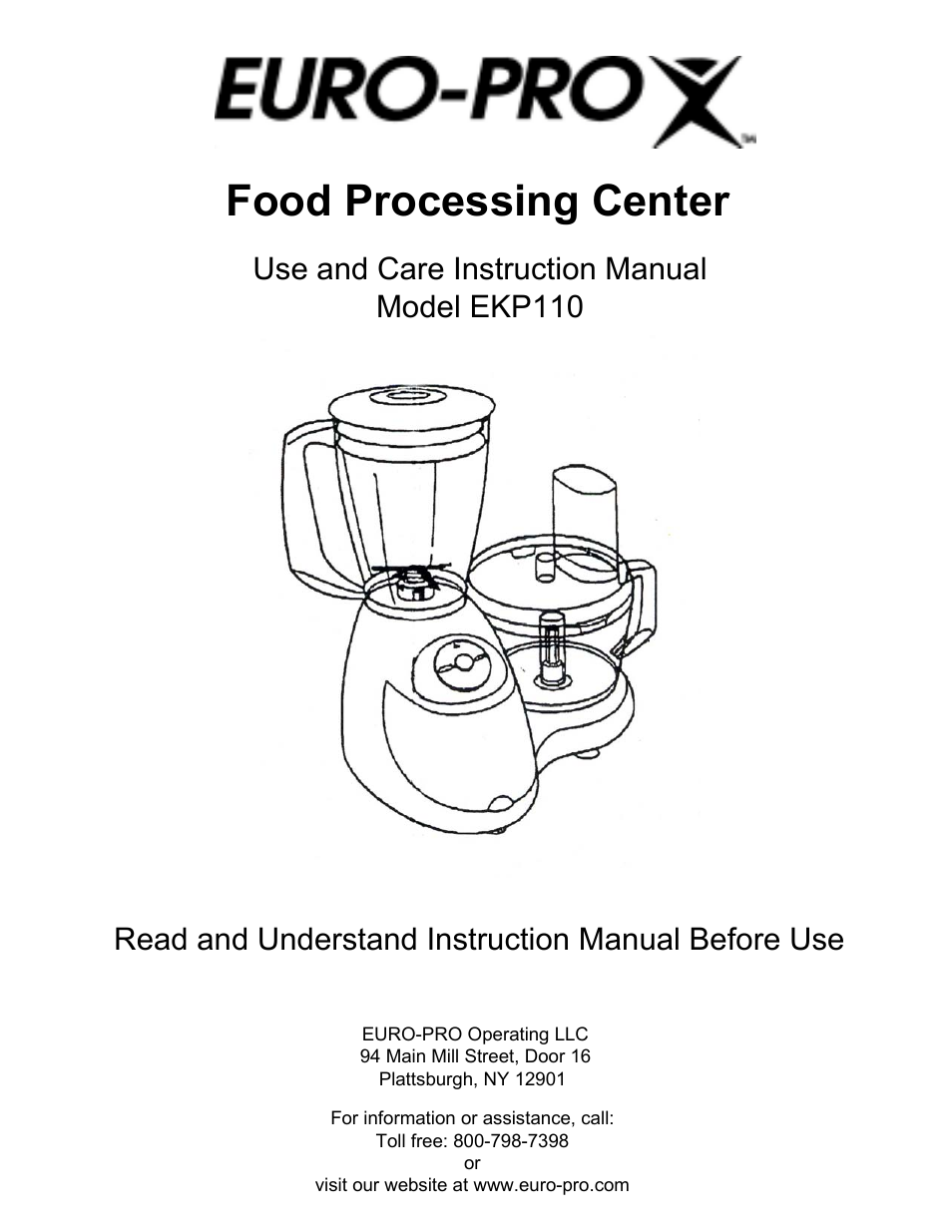 Euro-Pro EKP110 User Manual | 13 pages