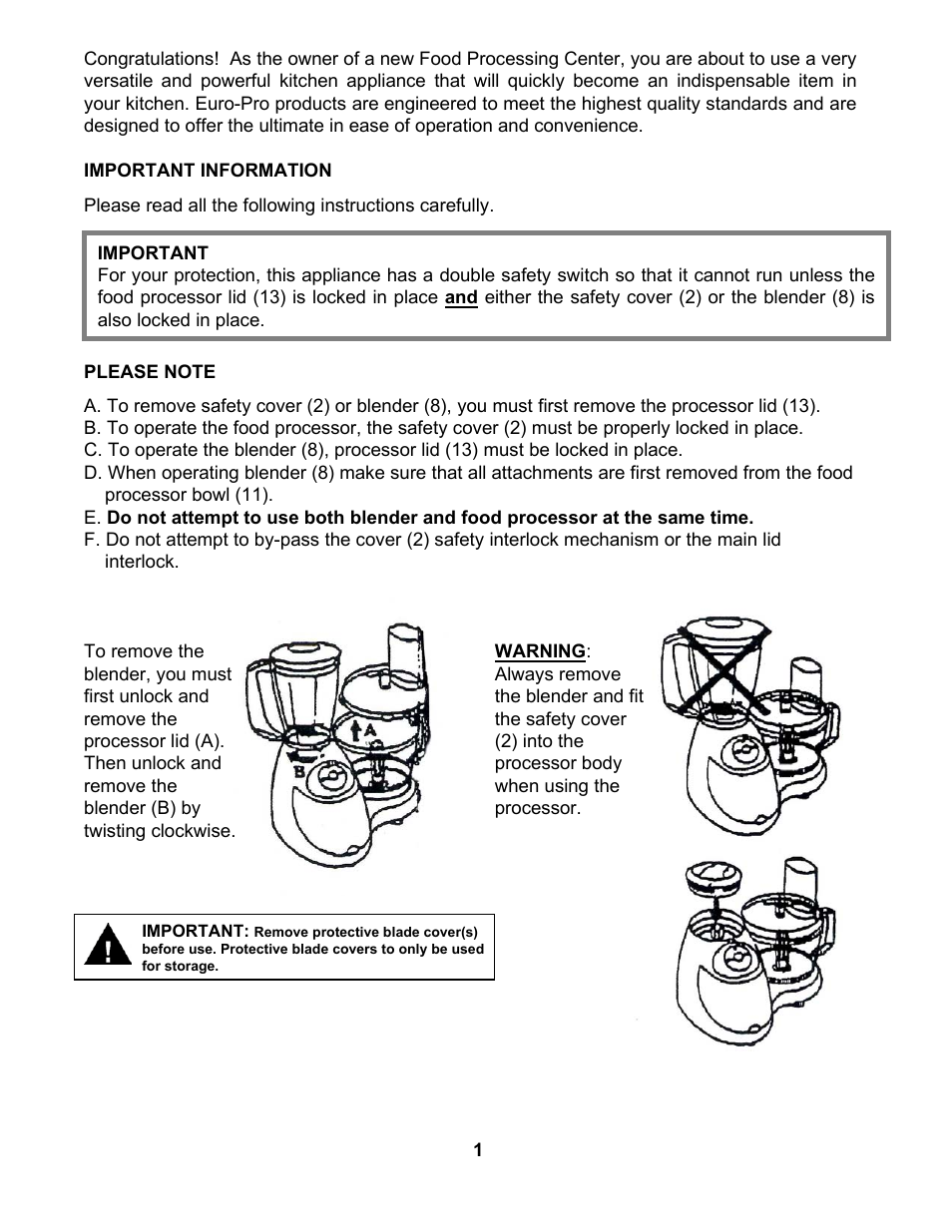 Euro-Pro EKP110 User Manual | Page 3 / 13