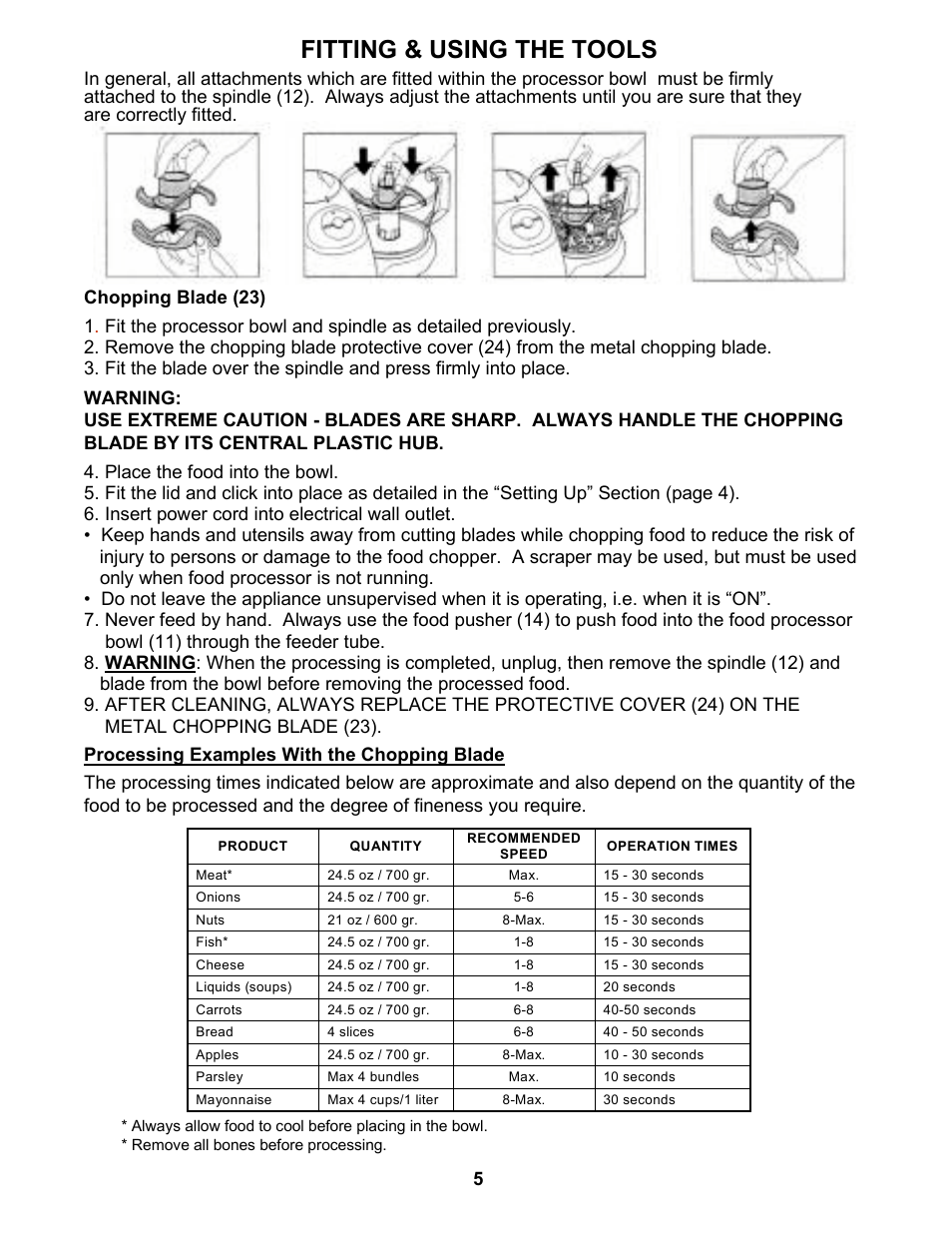 Fitting & using the tools | Euro-Pro EKP110 User Manual | Page 7 / 13