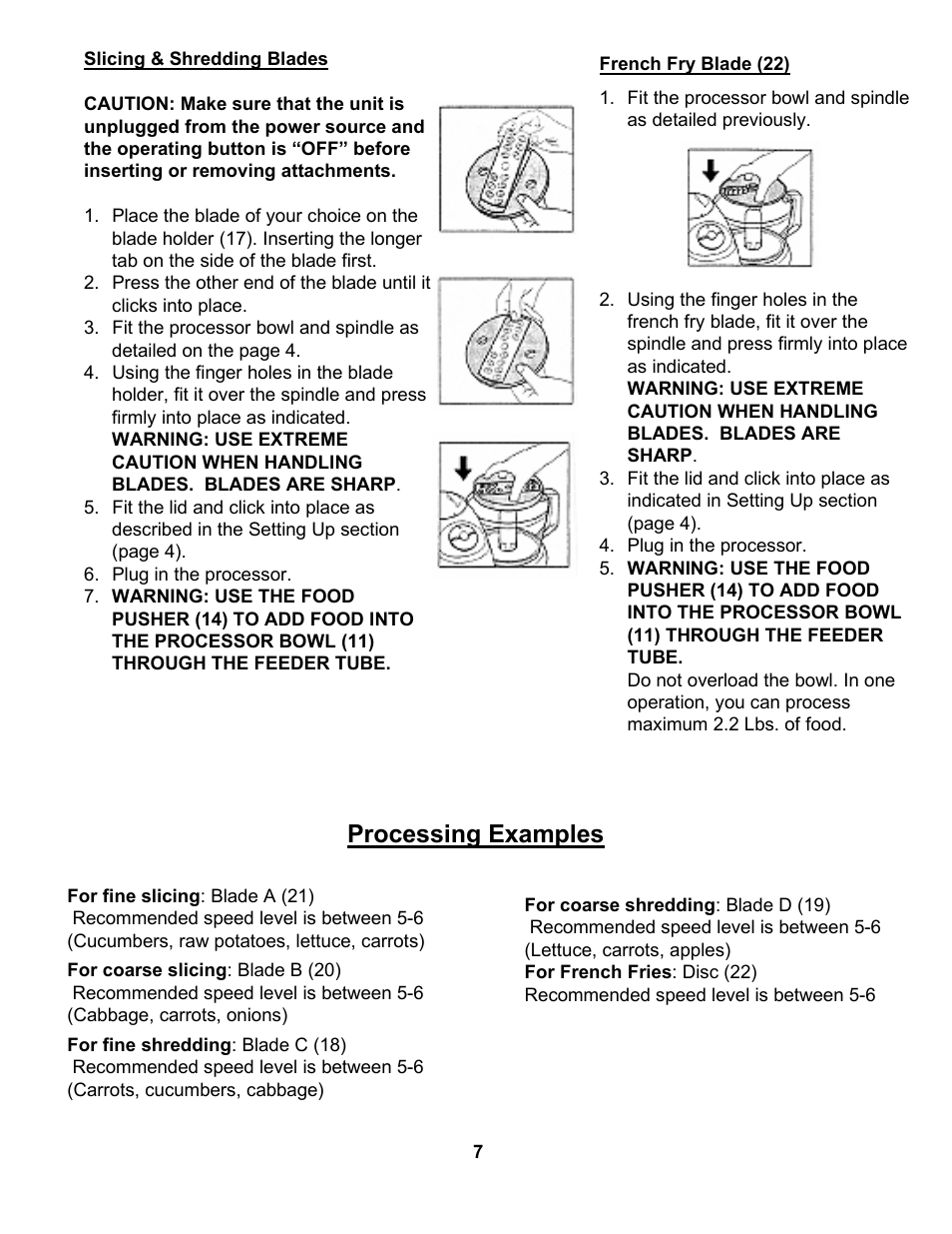 Processing examples | Euro-Pro EKP110 User Manual | Page 9 / 13