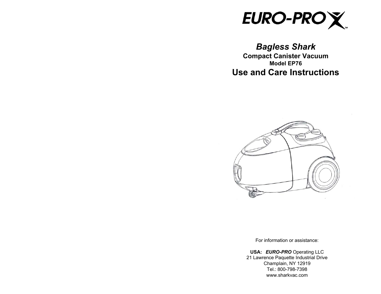 Euro-Pro EP76 User Manual | 8 pages