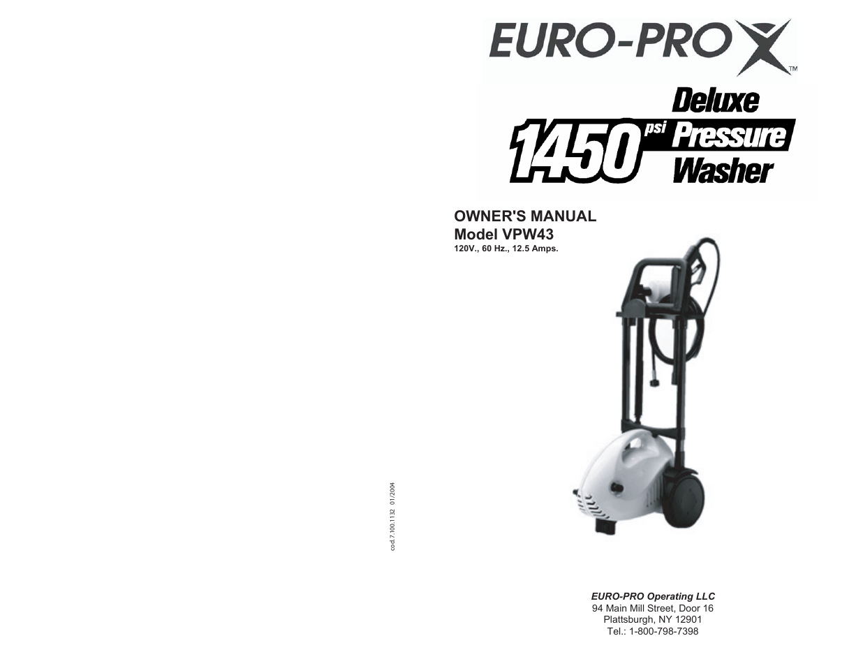 Euro-Pro VPW43 User Manual | 6 pages