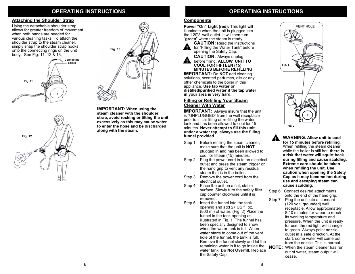 Operating instructions | Euro-Pro SC507H User Manual | Page 7 / 8