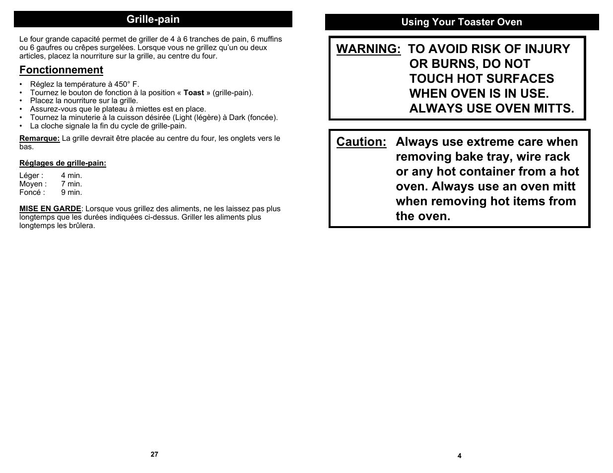 Euro-Pro TO284L User Manual | Page 5 / 16