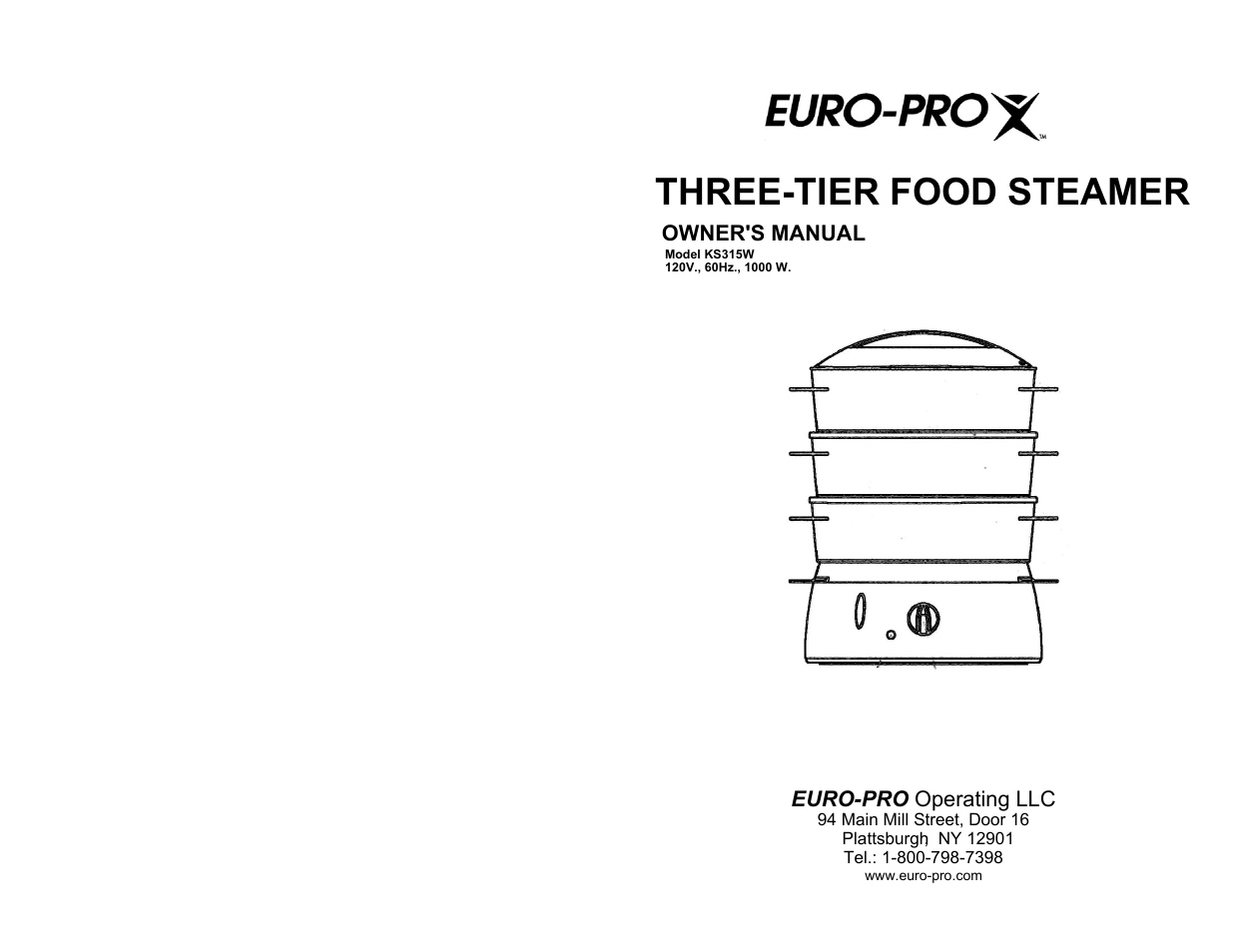 Euro-Pro KS315W User Manual | 6 pages