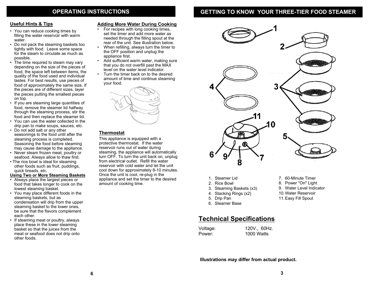 Technical specifications | Euro-Pro KS315W User Manual | Page 5 / 6