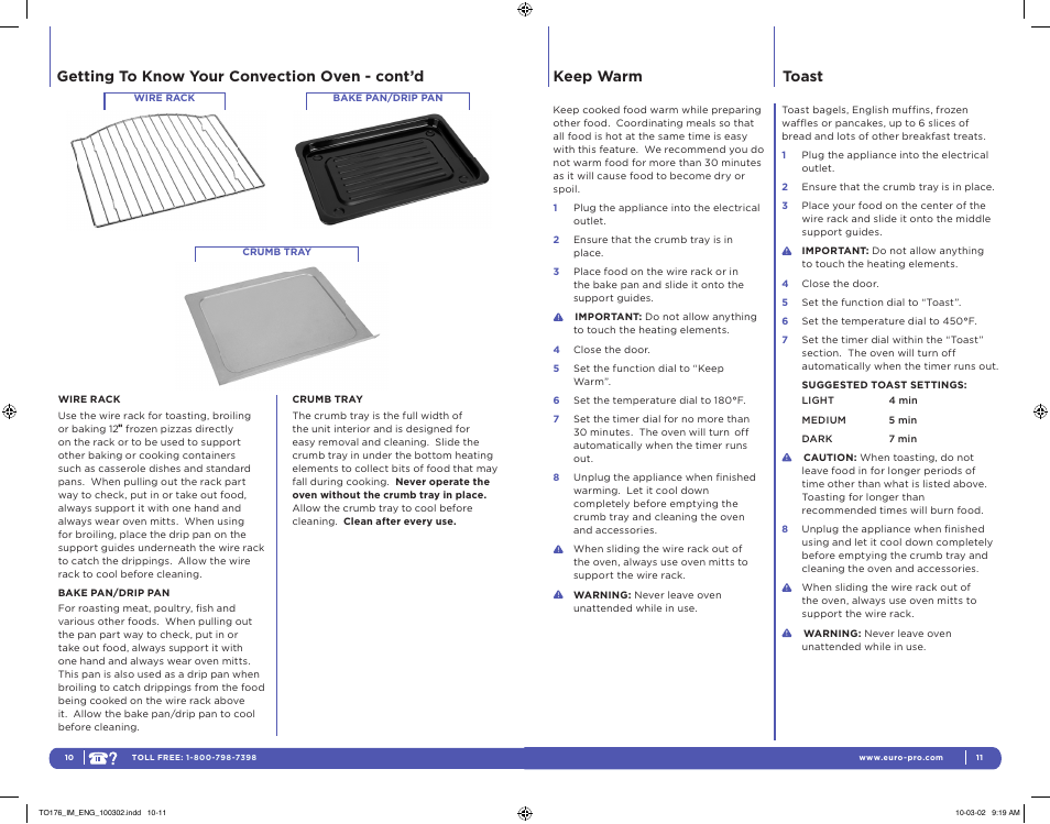 Toast | Euro-Pro TO176 User Manual | Page 6 / 11