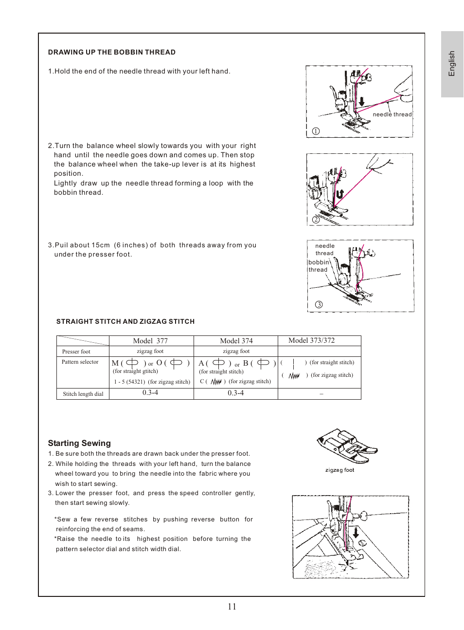 Starting sewing | Euro-Pro 372  EN User Manual | Page 12 / 21