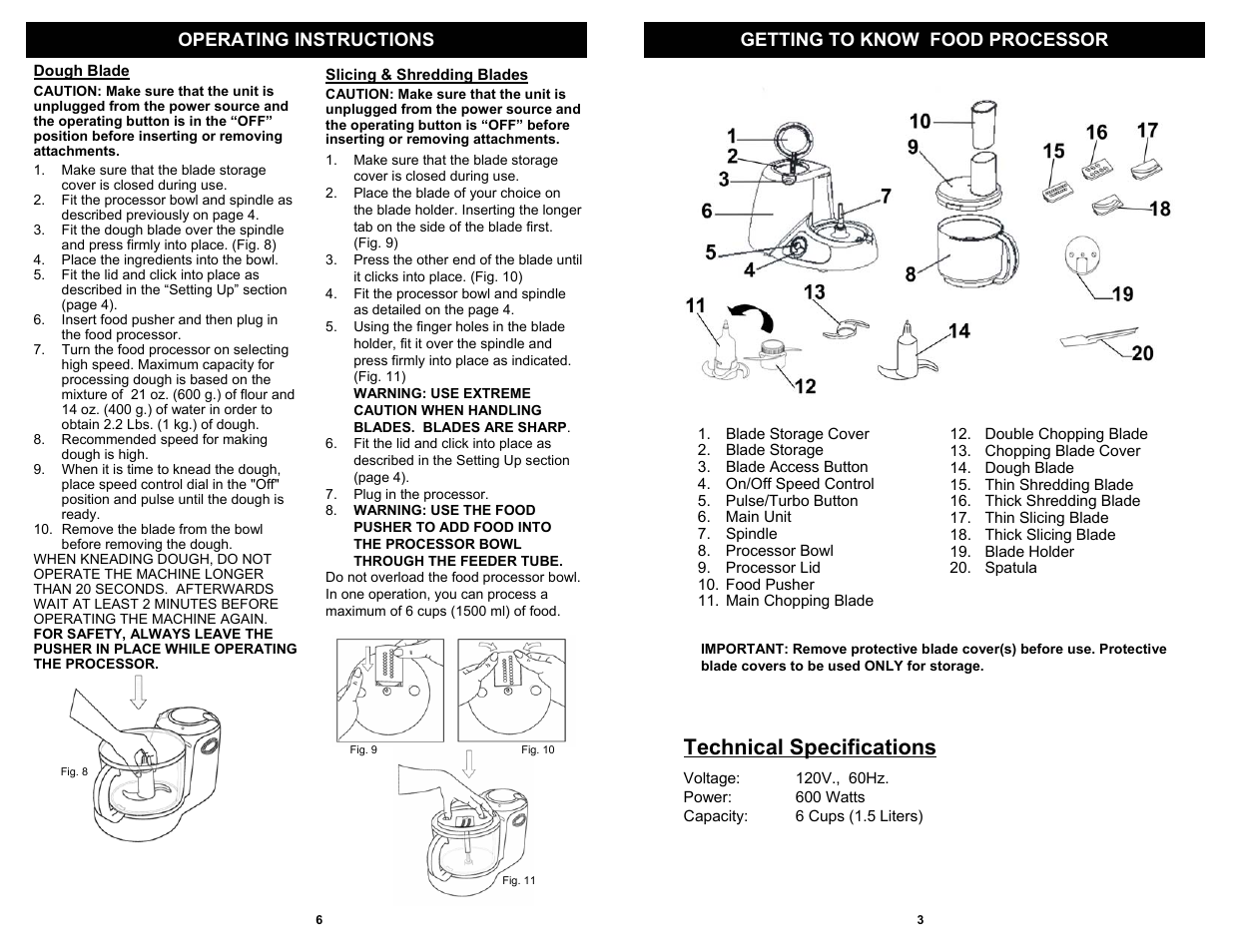 Technical specifications | Euro-Pro BP101H3 User Manual | Page 5 / 6