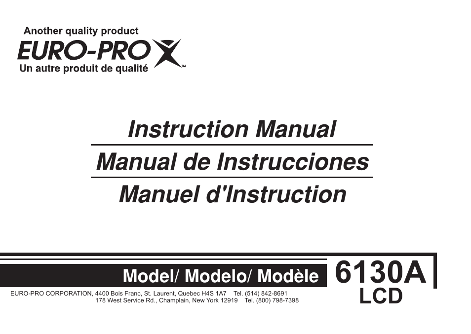 Euro-Pro 6130A LCD User Manual | 108 pages