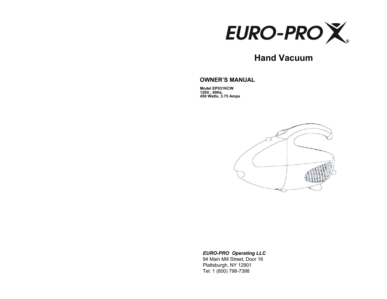 Euro-Pro EP031KCW User Manual | 4 pages