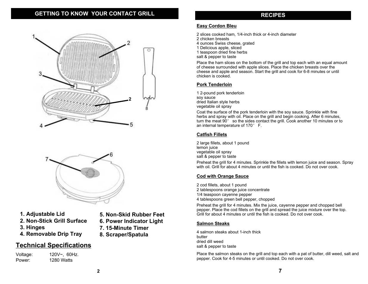 Technical specifications | Euro-Pro BKG845 User Manual | Page 4 / 6