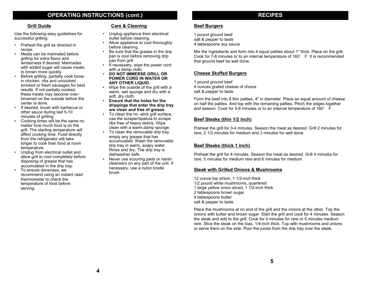 Operating instructions (cont.) recipes | Euro-Pro BKG845 User Manual | Page 6 / 6