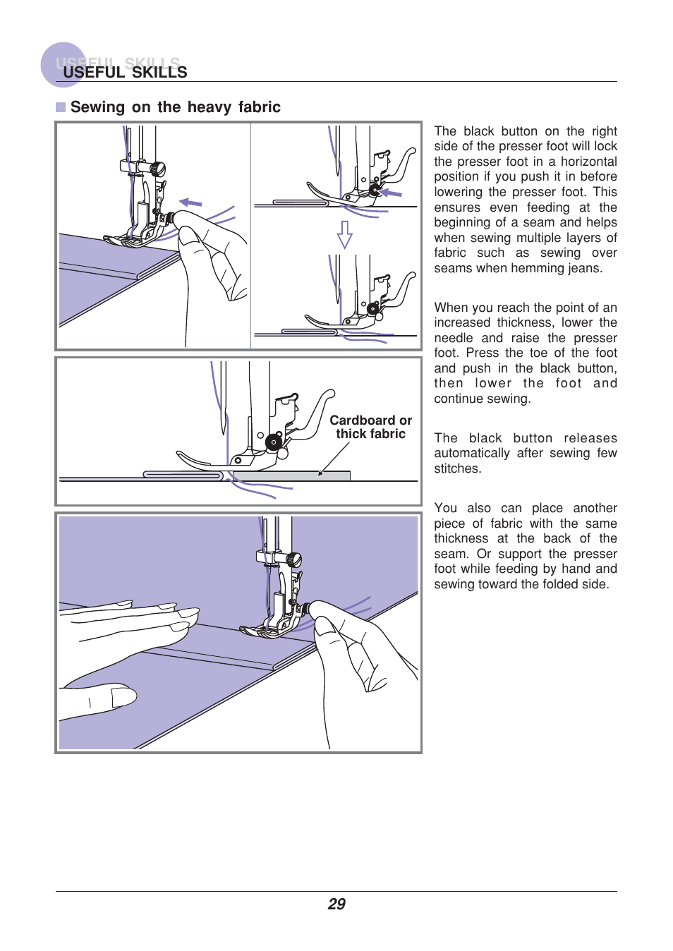 Useful skills, Useful skills sewing on the heavy fabric 29 | Euro-Pro 9110 User Manual | Page 34 / 79