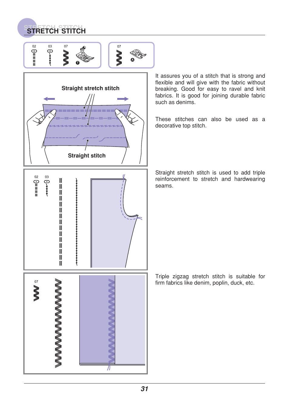 Stretch stitch | Euro-Pro 9110 User Manual | Page 36 / 79