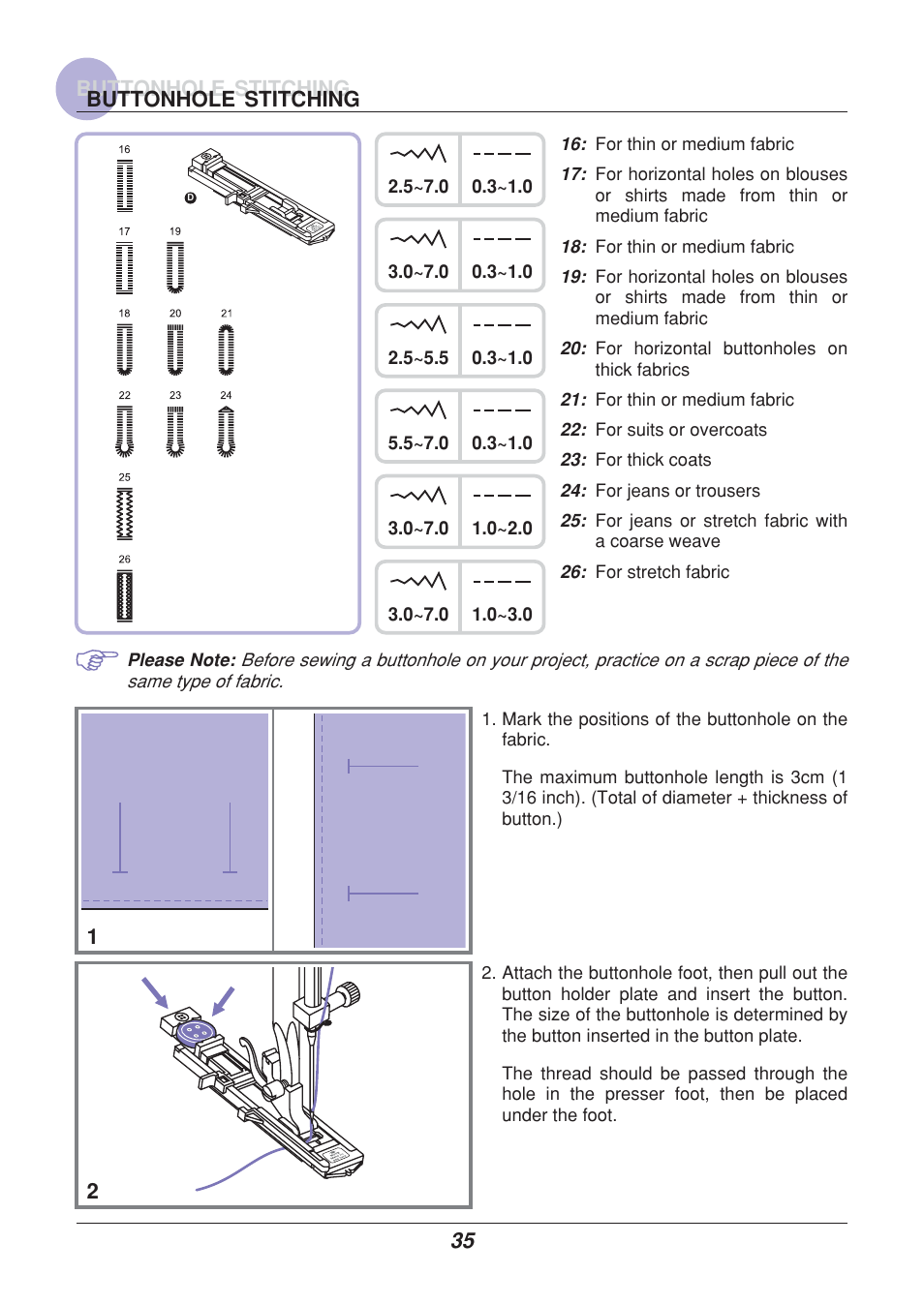 Buttonhole stitching | Euro-Pro 9110 User Manual | Page 40 / 79