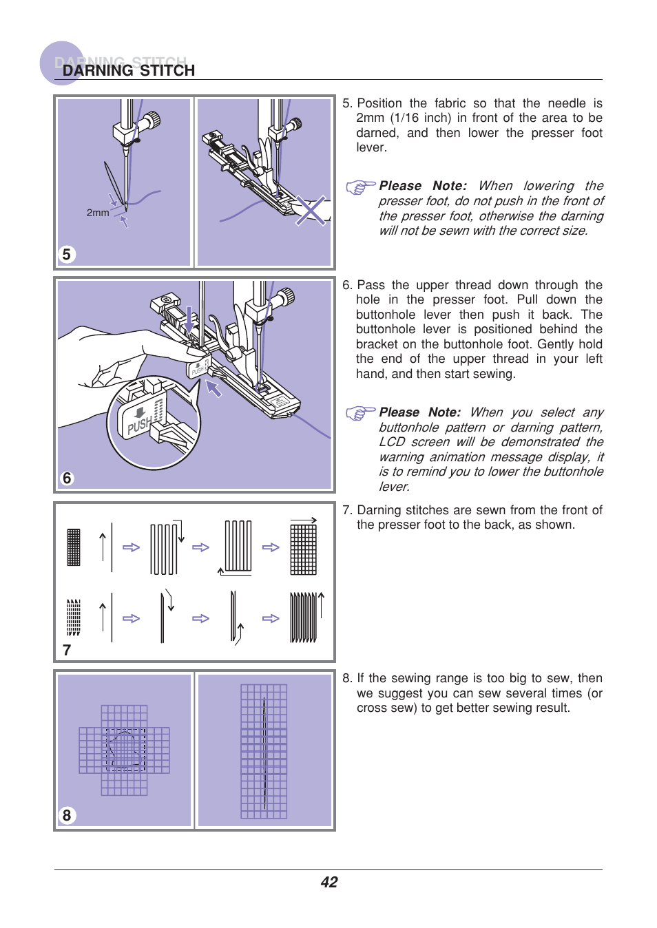42 darning stitch darning stitch 6 | Euro-Pro 9110 User Manual | Page 47 / 79