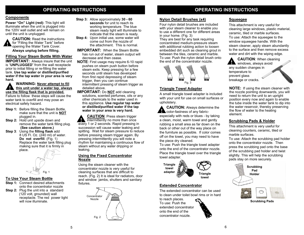 Operating instructions | Euro-Pro STEAM BOTTLE SC618HD User Manual | Page 6 / 6