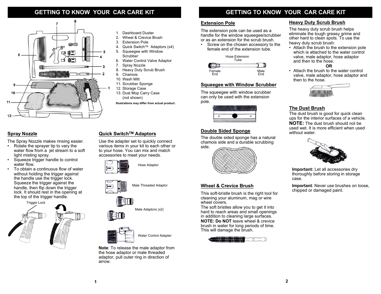 Getting to know your car care kit | Euro-Pro CCK102 User Manual | Page 2 / 2