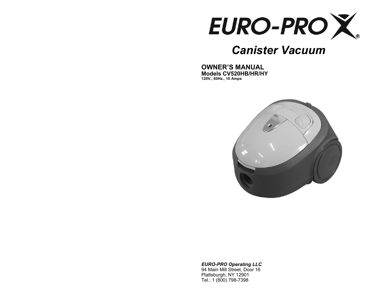 Euro-Pro CV520HY User Manual | 6 pages