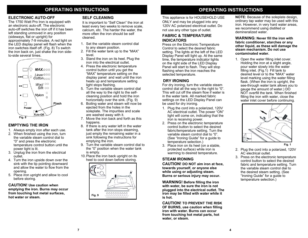 Operating instructions | Euro-Pro GI495E User Manual | Page 5 / 6
