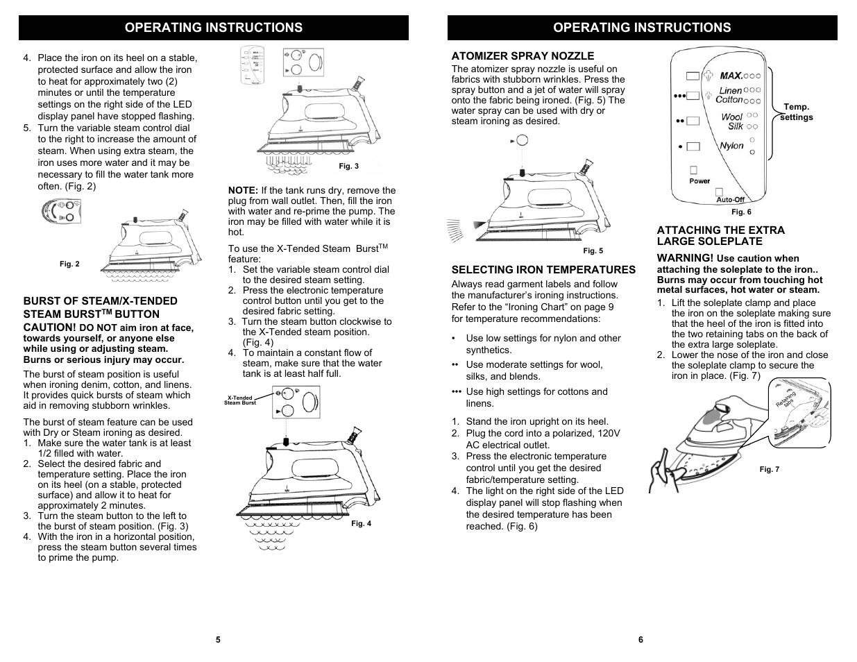 Operating instructions | Euro-Pro GI495E User Manual | Page 6 / 6