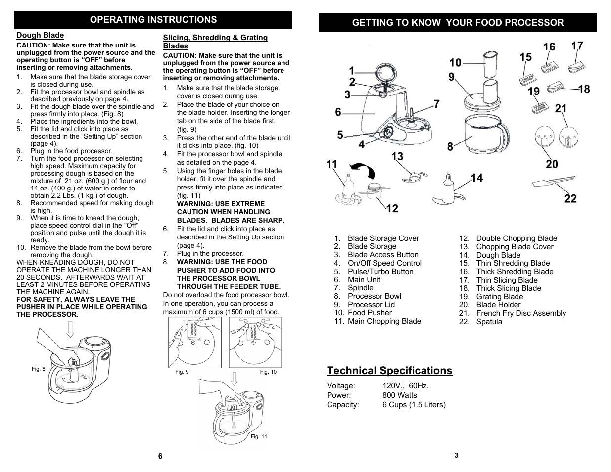 Technical specifications | Euro-Pro KP80S User Manual | Page 5 / 6