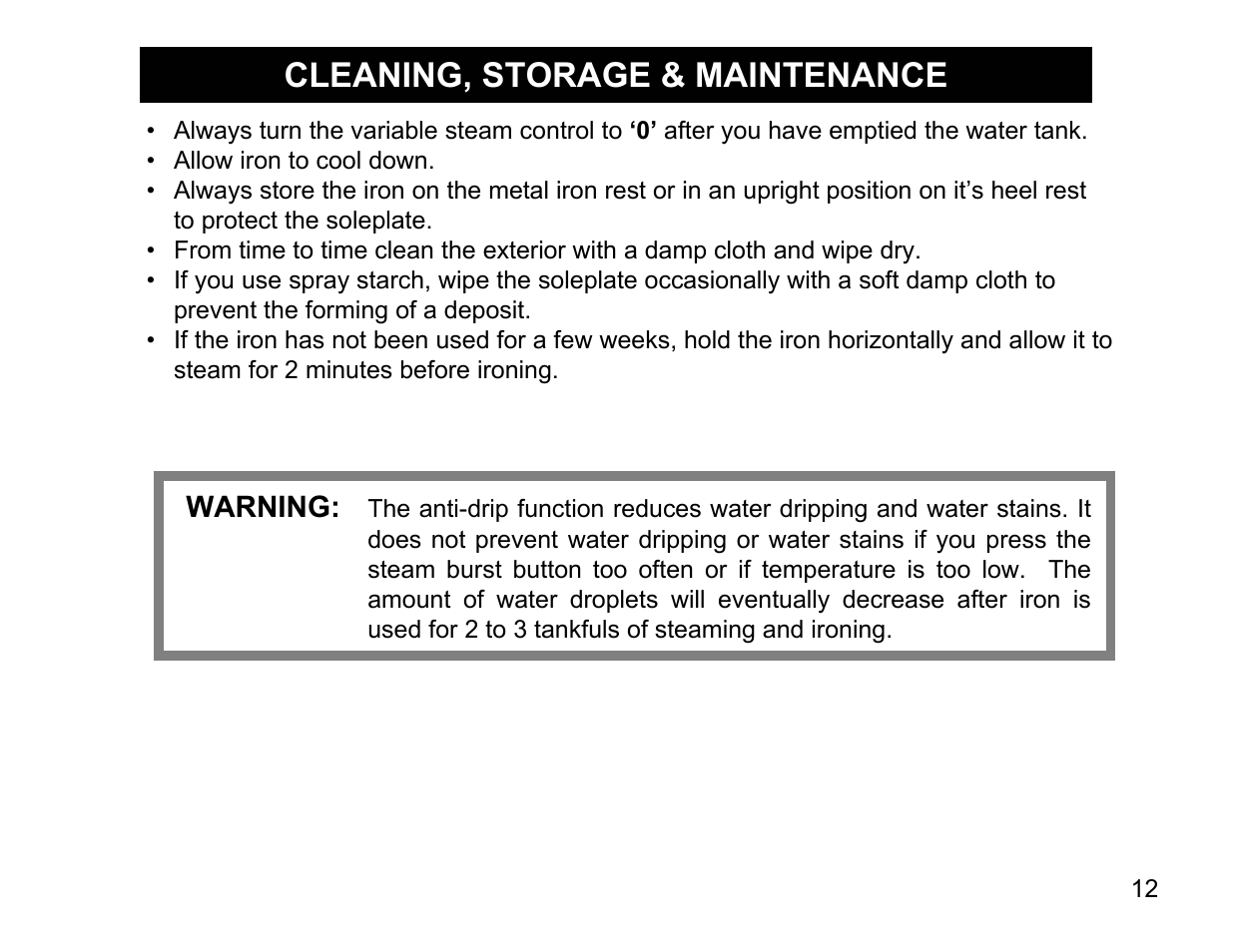 Cleaning, storage & maintenance | Euro-Pro EP480 User Manual | Page 12 / 16